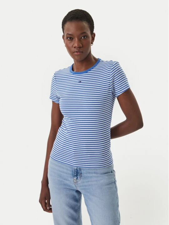 Zdjęcie produktu Tommy Jeans T-Shirt Essential DW0DW17383 Niebieski Slim Fit