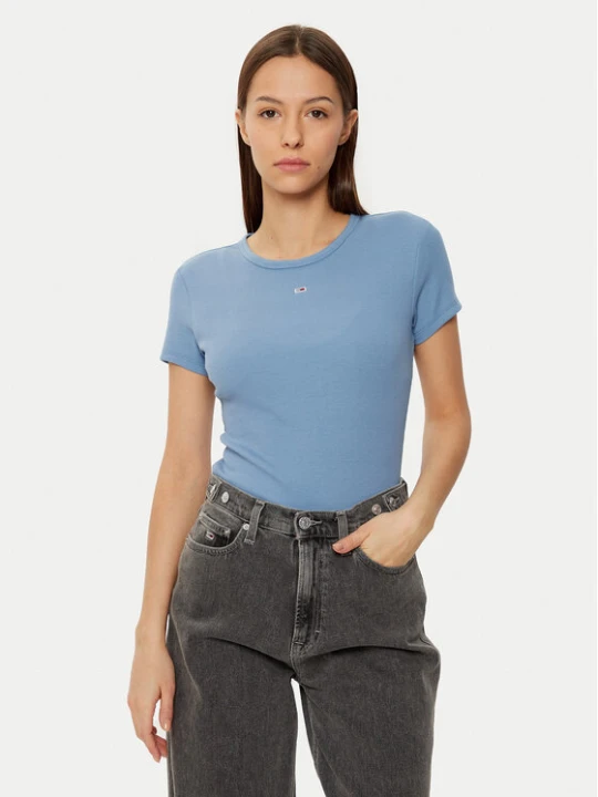 Zdjęcie produktu Tommy Jeans T-Shirt Essential DW0DW17383 Niebieski Slim Fit