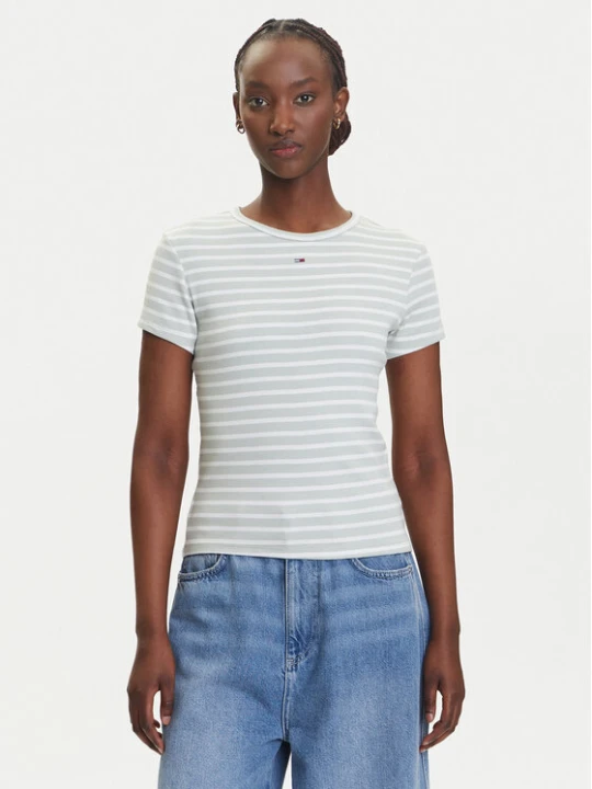 Zdjęcie produktu Tommy Jeans T-Shirt Essential DW0DW17383 Zielony Slim Fit