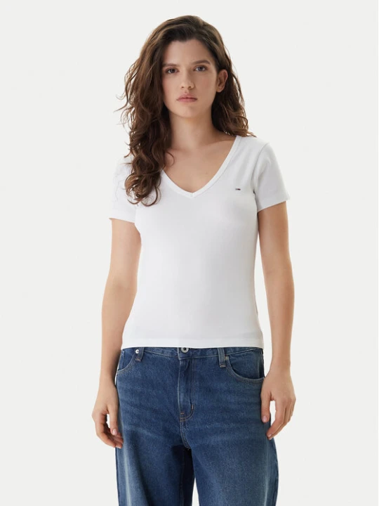 Zdjęcie produktu Tommy Jeans T-Shirt Essential DW0DW17385 Biały Slim Fit