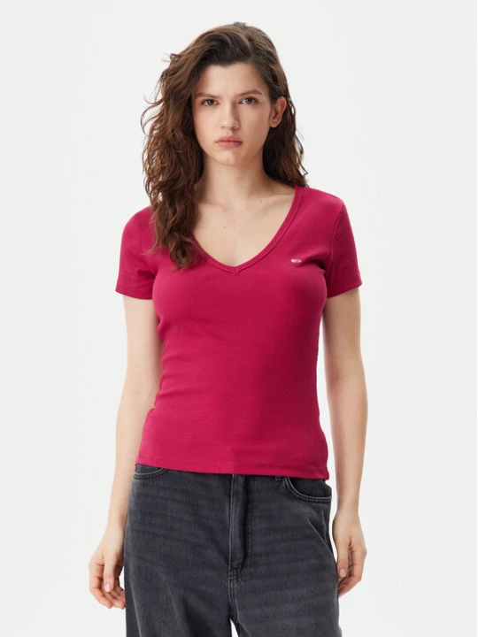 Zdjęcie produktu Tommy Jeans T-Shirt Essential DW0DW17385 Różowy Slim Fit