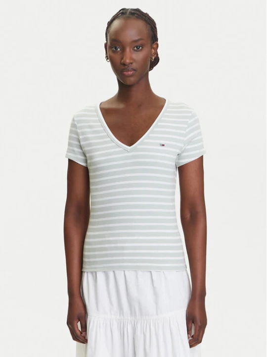 Zdjęcie produktu Tommy Jeans T-Shirt Essential DW0DW17385 Zielony Slim Fit