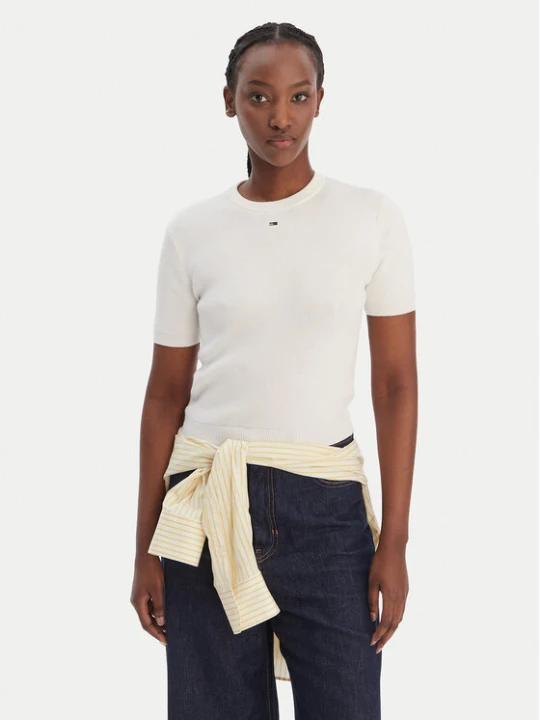 Zdjęcie produktu Tommy Jeans T-Shirt Essential DW0DW19336 Kremowy Regular Fit