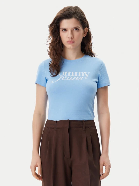 Zdjęcie produktu Tommy Jeans T-Shirt Essential DW0DW19447 Błękitny Slim Fit Niebieski jasny