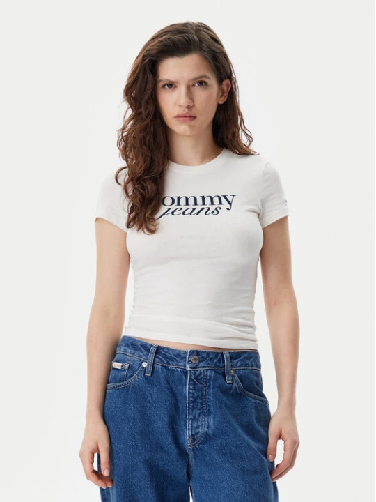 Zdjęcie produktu Tommy Jeans T-Shirt Essential DW0DW19447 Écru Slim Fit Kremowy