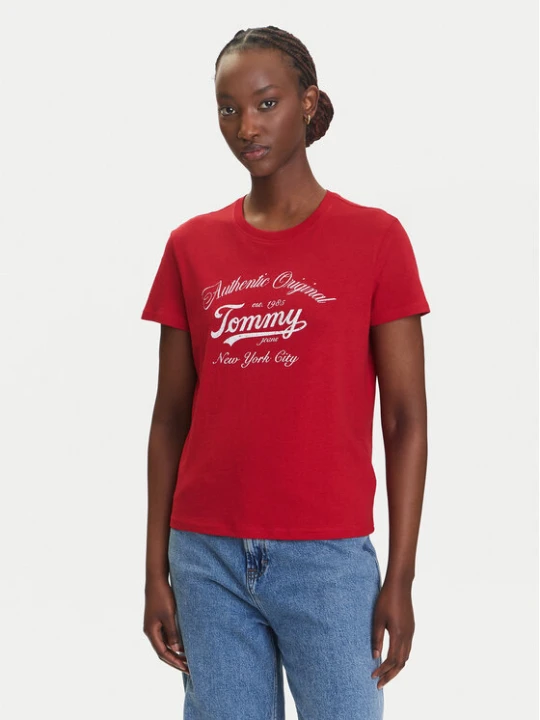 Zdjęcie produktu Tommy Jeans T-Shirt Essential DW0DW21404 Czerwony Regular Fit