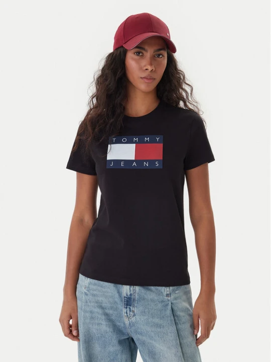 Zdjęcie produktu Tommy Jeans T-Shirt Flag DW0DW22562 Czarny Regular Fit