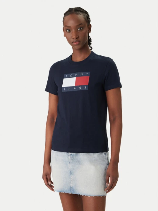 Zdjęcie produktu Tommy Jeans T-Shirt Flag DW0DW22562 Granatowy Regular Fit
