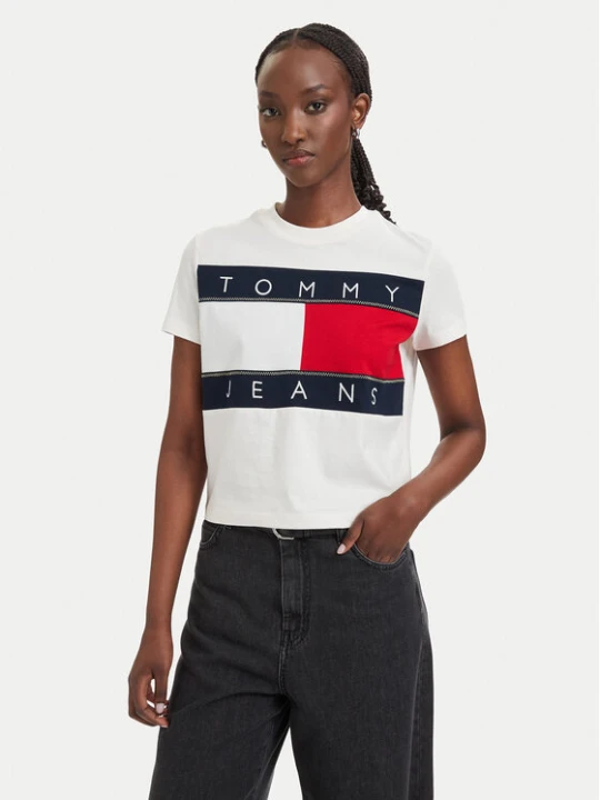 Zdjęcie produktu Tommy Jeans T-Shirt Flag DW0DW22818 Biały Regular Fit