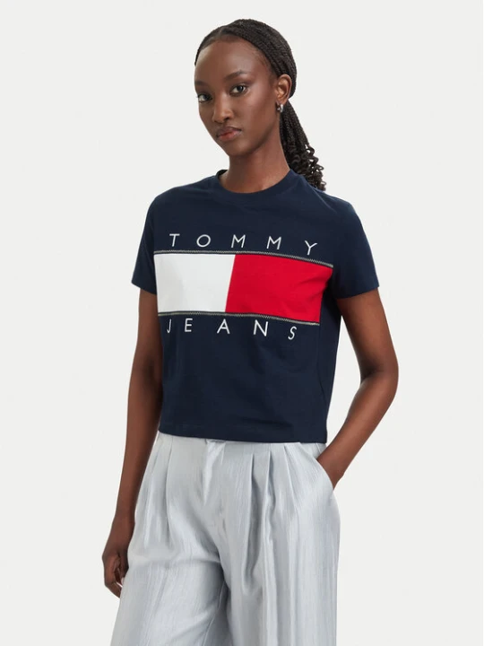 Zdjęcie produktu Tommy Jeans T-Shirt Flag DW0DW22818 Granatowy Regular Fit
