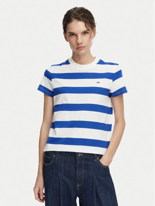 Zdjęcie produktu Tommy Jeans T-Shirt Flag DW0DW23801 Niebieski Regular Fit