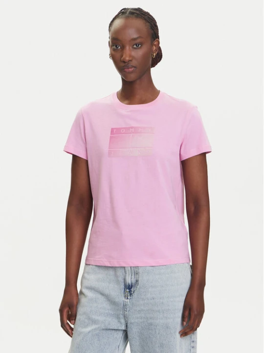 Zdjęcie produktu Tommy Jeans T-Shirt Gradient Flag DW0DW20905 Różowy Regular Fit