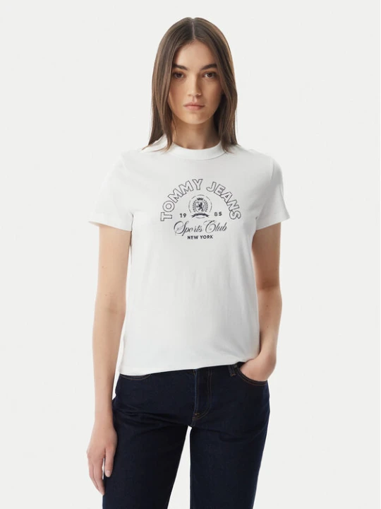 Zdjęcie produktu Tommy Jeans T-Shirt Heritage Logo DW0DW22816 Biały Regular Fit