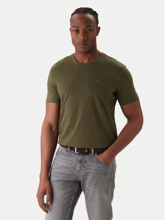 Zdjęcie produktu Tommy Jeans T-Shirt Jaspe DM0DM20363 Zielony Slim Fit