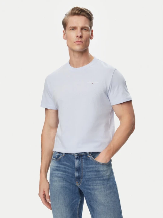 Zdjęcie produktu Tommy Jeans T-Shirt Linear Chest DM0DM21780 Niebieski jasny Slim Fit