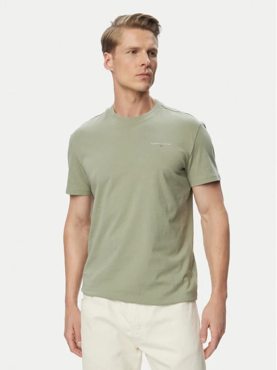Zdjęcie produktu Tommy Jeans T-Shirt Linear Chest DM0DM21780 Zielony jasny Slim Fit