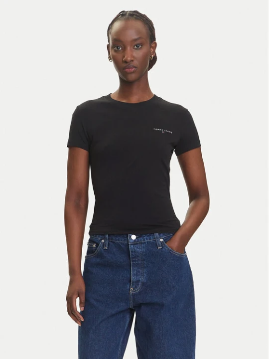 Zdjęcie produktu Tommy Jeans T-Shirt Linear DW0DW21164 Czarny Slim Fit
