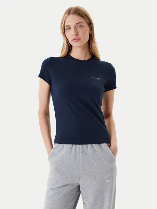Zdjęcie produktu Tommy Jeans T-Shirt Linear DW0DW21164 Granatowy Slim Fit