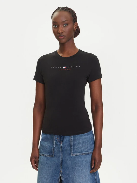 Zdjęcie produktu Tommy Jeans T-Shirt Linear DW0DW21422 Czarny Slim Fit