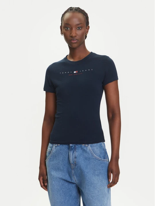 Zdjęcie produktu Tommy Jeans T-Shirt Linear DW0DW21422 Granatowy Slim Fit