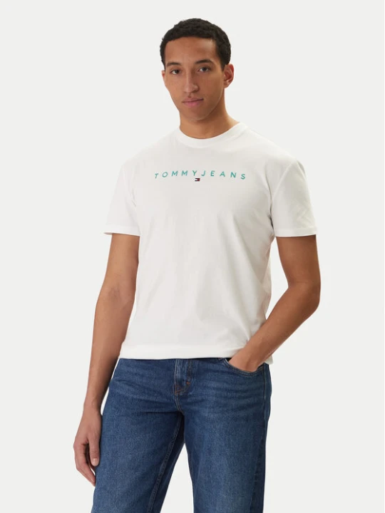 Zdjęcie produktu Tommy Jeans T-Shirt Linear Logo DM0DM20744 Biały Regular Fit