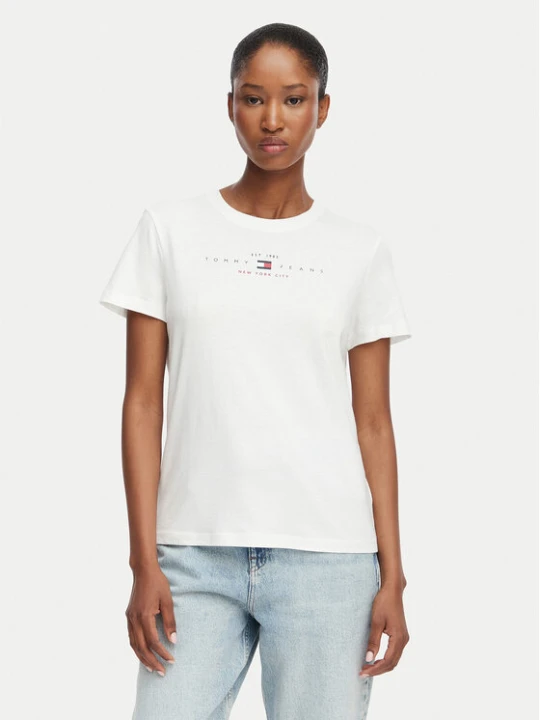Zdjęcie produktu Tommy Jeans T-Shirt Linear Ss Tee DW0DW22789 Kremowy Regular Fit