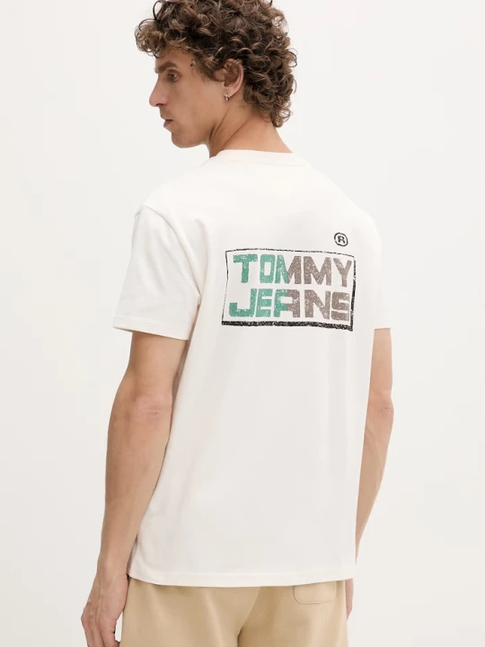 Zdjęcie produktu Tommy Jeans t-shirt męski bawełniany beżowy