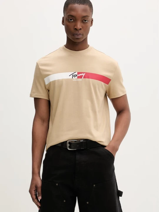 Zdjęcie produktu Tommy Jeans t-shirt męski bawełniany beżowy