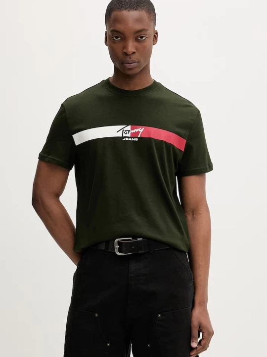 Zdjęcie produktu Tommy Jeans t-shirt męski bawełniany zielony