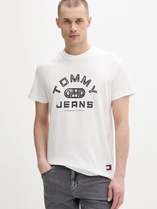 Zdjęcie produktu Tommy Jeans t-shirt męski bawełniany beżowy