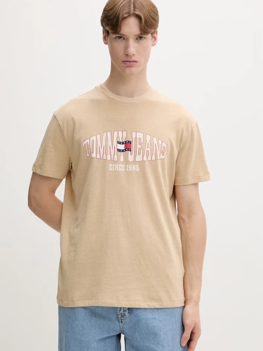 Zdjęcie produktu Tommy Jeans T-shirt męski bawełniany beżowy