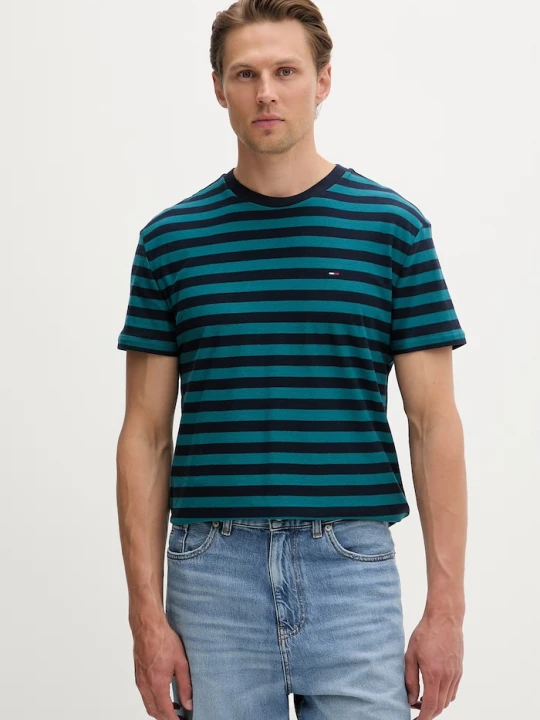Zdjęcie produktu Tommy Jeans T-shirt męski bawełniany turkusowy