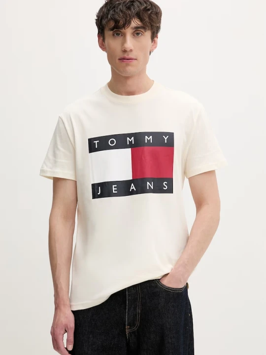 Zdjęcie produktu Tommy Jeans T-shirt męski bawełniany beżowy