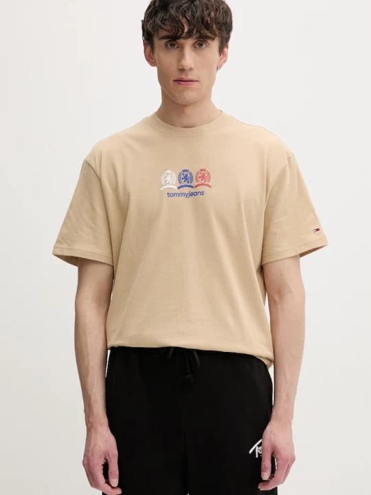 Zdjęcie produktu Tommy Jeans T-shirt męski bawełniany beżowy