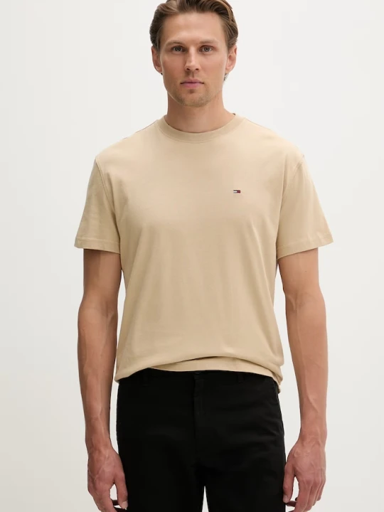 Zdjęcie produktu Tommy Jeans T-shirt oversize męski bawełniany beżowy
