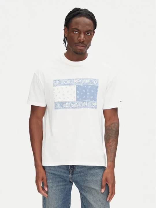 Zdjęcie produktu Tommy Jeans T-Shirt Paisley Flag DM0DM20810 Écru Relaxed Fit Kremowy