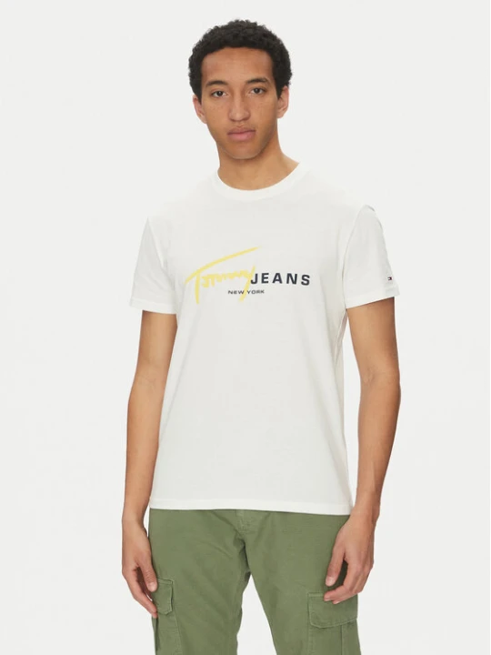 Zdjęcie produktu Tommy Jeans T-Shirt Signature Dna DM0DM20817 Biały Regular Fit