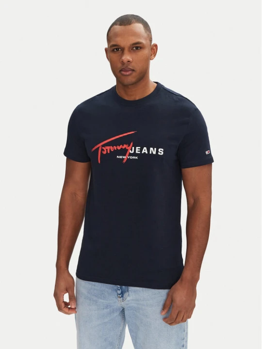 Zdjęcie produktu Tommy Jeans T-Shirt Signature Dna DM0DM20817 Granatowy Regular Fit