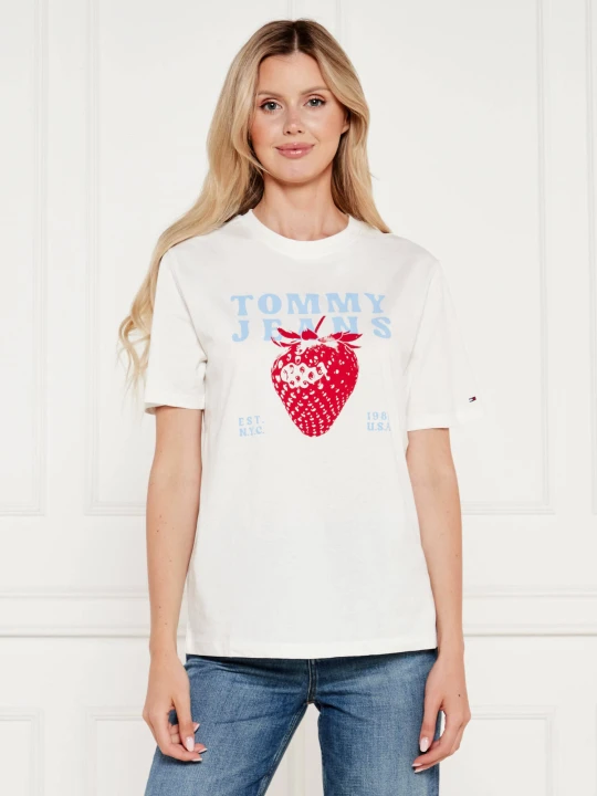 Zdjęcie produktu Tommy Jeans T-shirt STRAWBERRY | Relaxed fit ecru