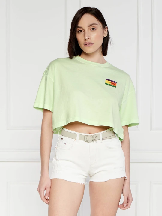 Zdjęcie produktu Tommy Jeans T-shirt Summer flag | Cropped Fit limonkowy