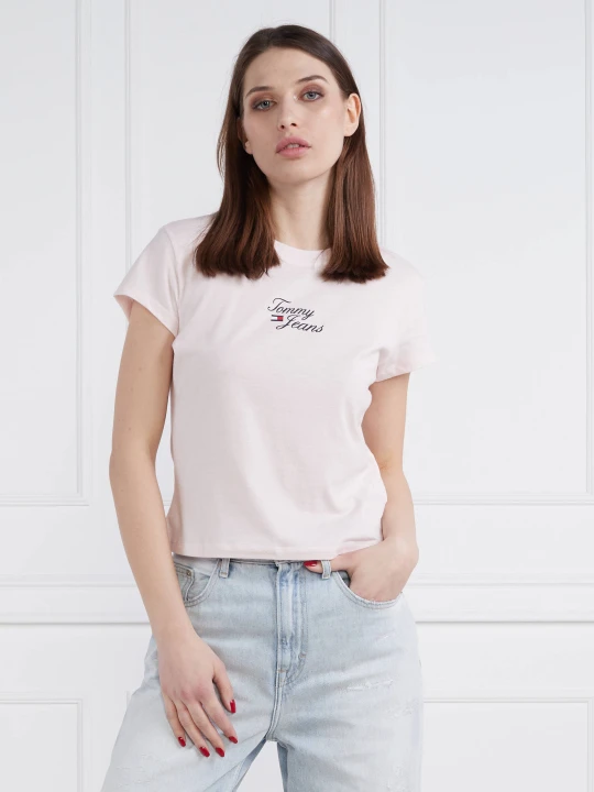 Zdjęcie produktu Tommy Jeans T-shirt TJW BBY ESSENTIAL LOGO | Regular Fit pudrowy róż