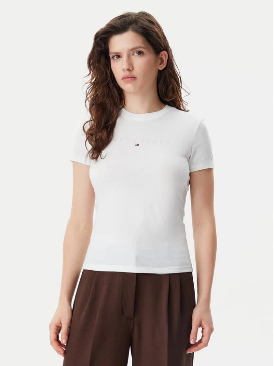 Zdjęcie produktu Tommy Jeans T-Shirt Tonal Linear DW0DW20315 Écru Slim Fit Kremowy