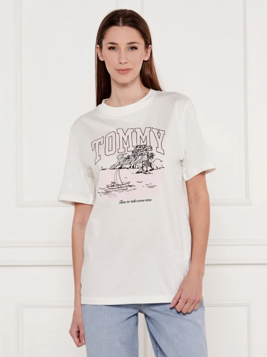 Zdjęcie produktu Tommy Jeans T-shirt TONAL TROPICS | Loose fit ecru