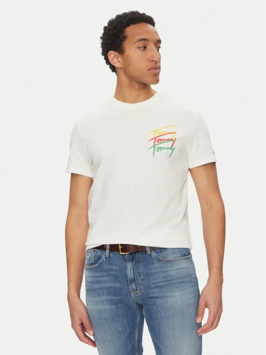 Zdjęcie produktu Tommy Jeans T-Shirt Twisted Signature DM0DM20771 Biały Regular Fit