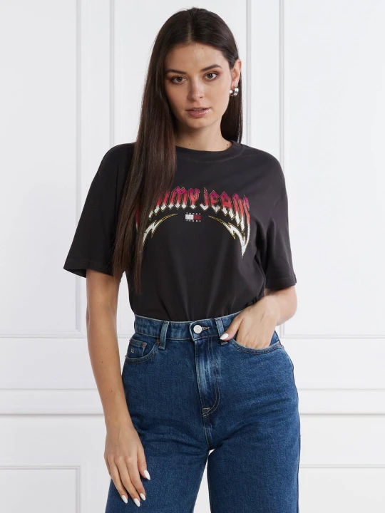 Zdjęcie produktu Tommy Jeans T-shirt WASHED TJ ROCK | Relaxed fit czarny