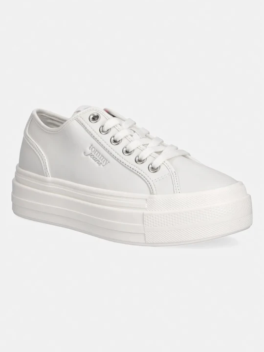 Zdjęcie produktu Tommy Jeans TJW FLATFORM SNEAKER LTR tenisówki damskie skórzane biały