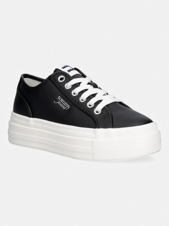 Zdjęcie produktu Tommy Jeans TJW FLATFORM SNEAKER LTR tenisówki damskie skórzane czarny
