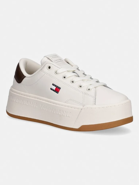 Zdjęcie produktu Tommy Jeans TJW SCRIPT CUPSOLE FLATFORM sneakersy damskie skórzane beżowy