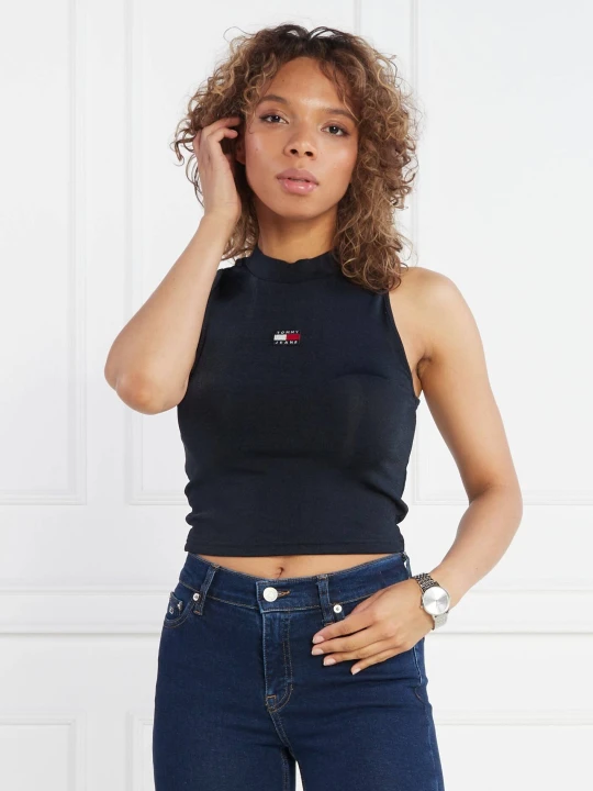 Zdjęcie produktu Tommy Jeans Top BADGE HIGH NECK TANK | Cropped Fit granatowy