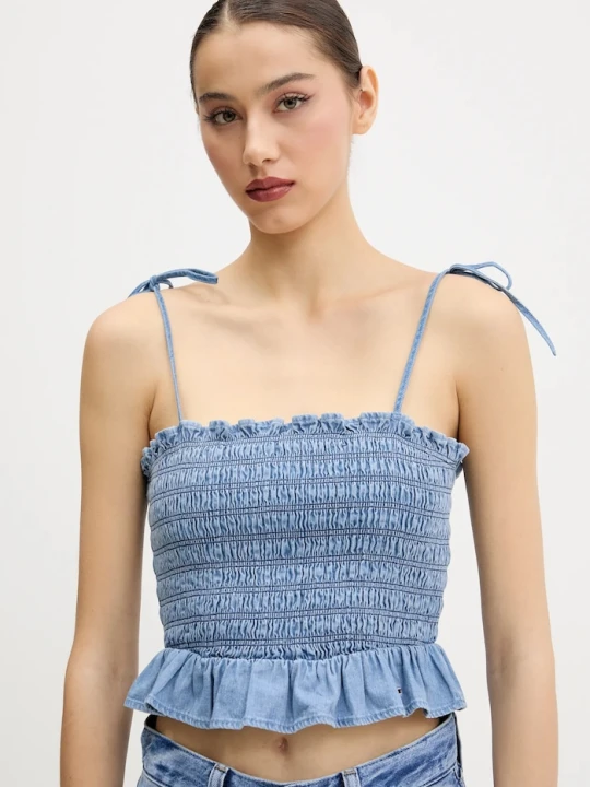 Zdjęcie produktu Tommy Jeans top bawełniany niebieski